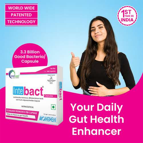 Dr. Morepen: INTEBACT PROBIOTIC CAPSULES | Supplement for Gut Health - 10 Veg Capsules