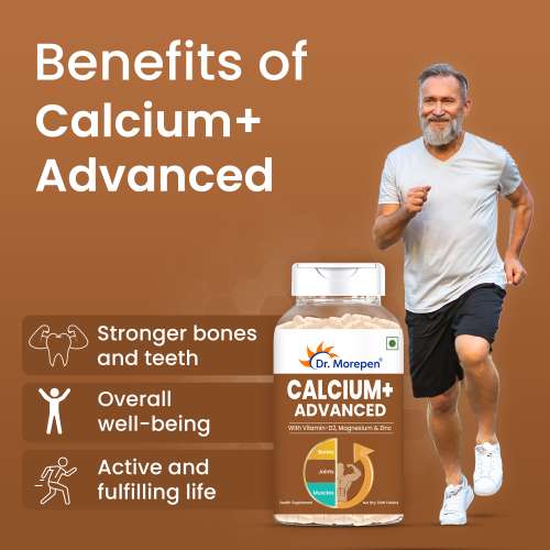 Dr. Morepen: Calcium+ Advanced Tablets with Vitamin - D2, Magnesium & Zinc - 120 Veg Tablets