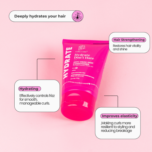 Curl Care: Hydrate Dont Hate Intensive Conditioner and Mask with Avocado and Aloe Vera No Sulphates and Parabens 100ml