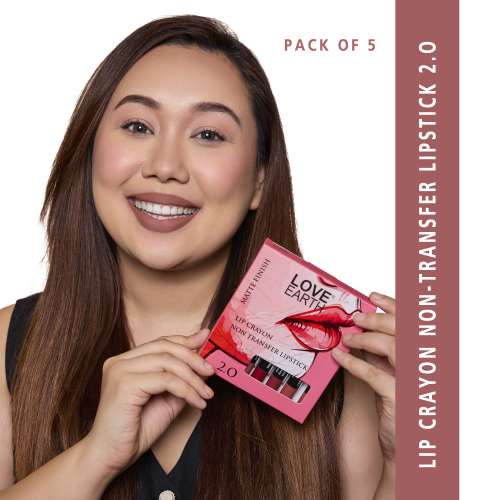 Love Earth: Lip crayon Transfer proof lipstick 2.O and sharpener - pack of 5