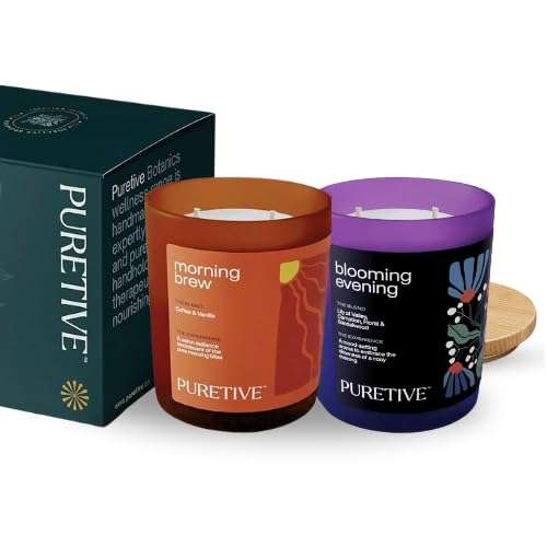 Puretive: Day and Night Scented Soy Wax Candle Set of 2