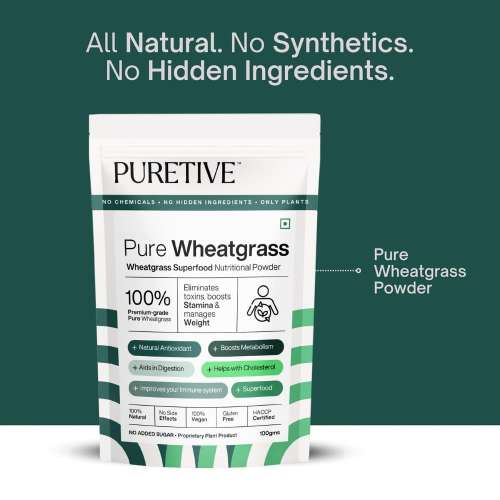 Puretive: Wheatgrass Powder | For Energy, Detox, Immunity Booster, Skin Health