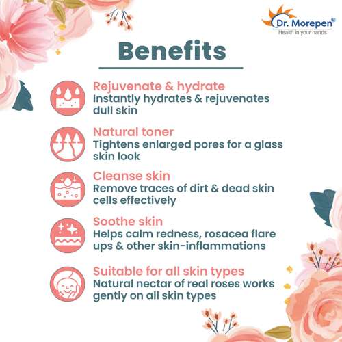Dr. Morepen: Pure & Natural Rose Water for Face, Alcohol Free Toner - 120ml Pack of 2