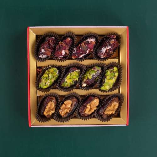 The Baklava Box: Red Imperial Festive Box with Stuffed Date - 250 gm The Baklava Box: Red Imperial Festive Box with Stuffed Date - 250 gm