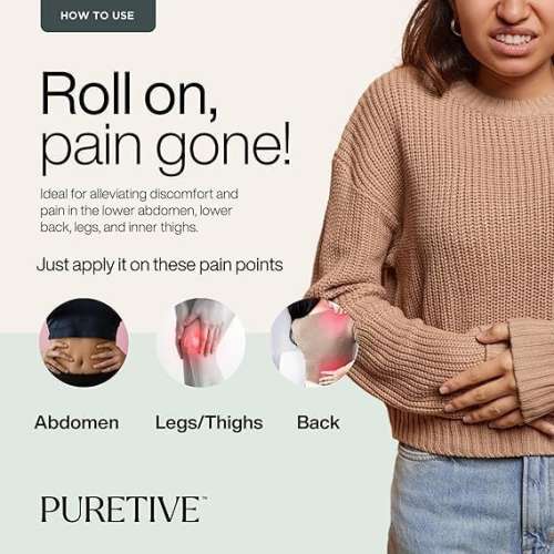 Puretive: Cramp Relief Plant Therapy Roll On | Period Pain Reducing Roll On