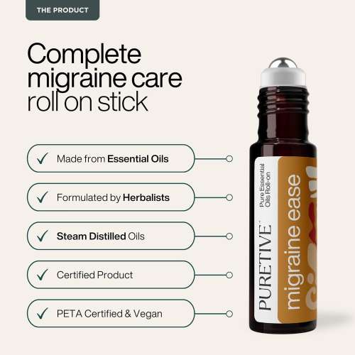 Puretive: Migraine Roll On 100% PURE ESSENTIAL OILS, Natural, Skin Friendly, Liquid Balm | Puretive: Migraine Roll On 100% PURE ESSENTIAL OILS, Natural, Skin Friendly, Liquid Balm |