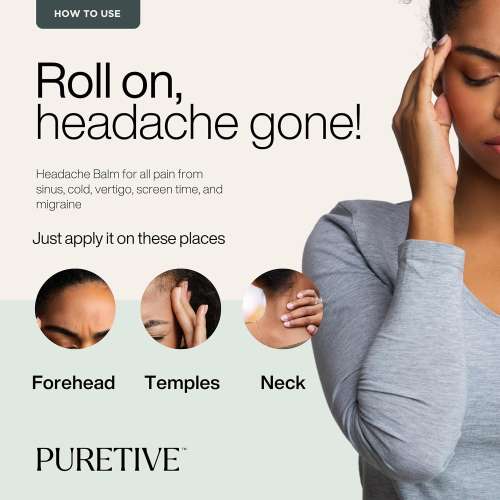 Puretive: Migraine Roll On 100% PURE ESSENTIAL OILS, Natural, Skin Friendly, Liquid Balm | Puretive: Migraine Roll On 100% PURE ESSENTIAL OILS, Natural, Skin Friendly, Liquid Balm |
