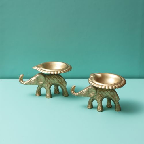 kindlife: Elephant Diya (set of 2)