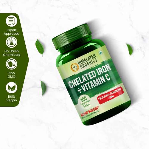 Vlado's Himalayan Organics: Vlado's Himalayan Organics Chelated Iron with Vitamin C Supplement - 100 Veg Tablets