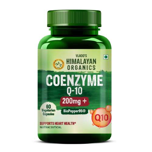 Vlado's Himalayan Organics: CoQ10-200mg With BioPepper - 5mg , COENZYME Q-10 Supplement | High Absorption I Antioxidant Support Healthy Heart Boost Energy And Metabolism High Strength For Men And Women - 60 Caps