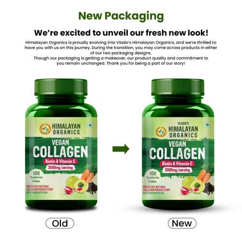 Vlado's Himalayan Organics: Vegan Collagen 2000Mg With Biotin And Vitamin C | Good For Glowing Skin | Healthy Hair And Nail - 100 Veg Tablets