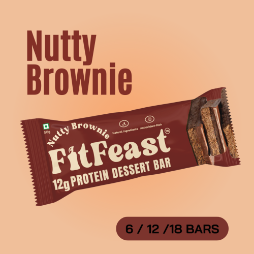 FitFeast: Protein Bars Nutty Brownie | 50g EachPack of 12