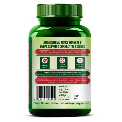 Vlado's Himalayan Organics: Plant Based Copper 1700mcg with Green Tea Extract | Support Connective Tissues | Good For Bone Health - 120 Veg Capsules