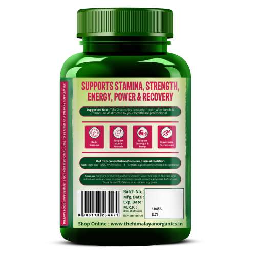 Vlado's Himalayan Organics: L-Arginine 1000 mg With Chromium Picolinate Supplement | Improve Muscle Growth Boost Energy And Stamina | Good For Men And Women - 120 Veg Caps