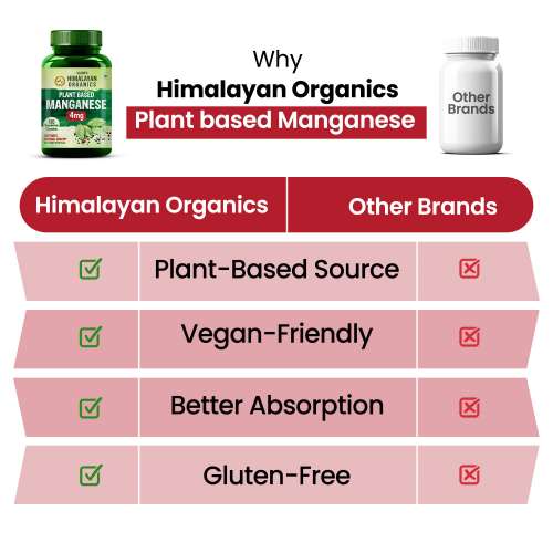 Vlado's Himalayan Organics: Plant Based Manganese 4mg Supplement | Trace Mineral Supplement for Connective Tissue and Bones | Good For Skeletal Health Support - 120 Veg Capsules