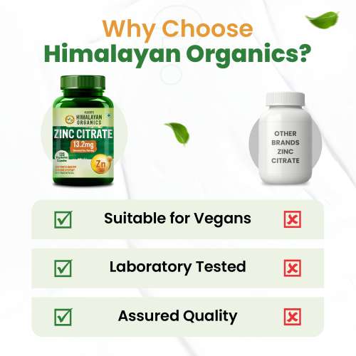 Vlado's Himalayan Organics: Zinc Citrate | Support Healthy Immune Function | Improve Iron Absorption | Antioxidant Support - 120 Veg Capsules