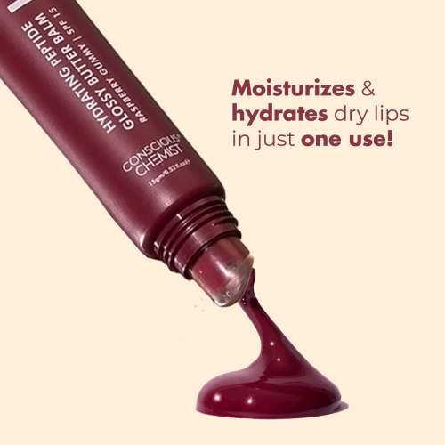 Conscious Chemist: Multi Peptide & Shea Butter Infused Lip balm With SPF 15 Lip balm:- Raspberry Gummy (15g)