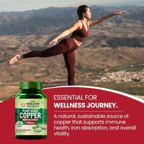 Vlado's Himalayan Organics: Plant Based Copper 1700mcg with Green Tea Extract | Support Connective Tissues | Good For Bone Health - 120 Veg Capsules