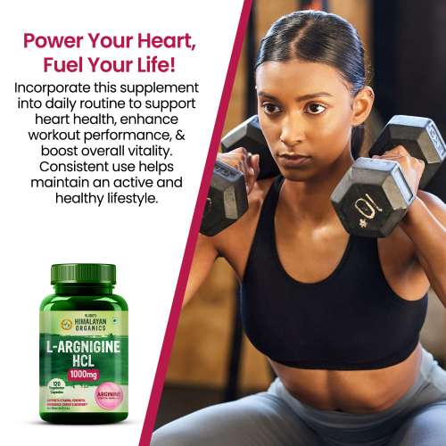 Vlado's Himalayan Organics: L-Arginine 1000 mg With Chromium Picolinate Supplement | Improve Muscle Growth Boost Energy And Stamina | Good For Men And Women - 120 Veg Caps