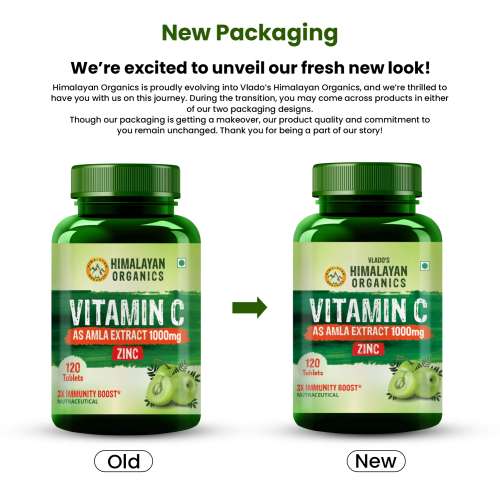 Vlado's Himalayan Organics: Vitamin C 1000mg Tablets from Amla Extracts | Immunity, Antioxidant & Skin Care | 120 Veg Tablets