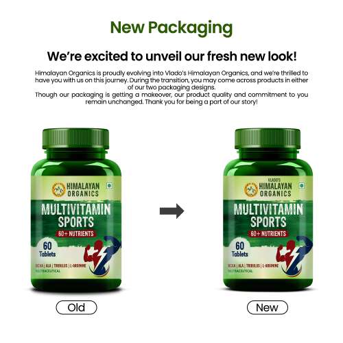 Vlado's Himalayan Organics: Multivitamin Sports with 60 + Vital Nutrients & Performance Blends with Probiotics 60 Tablets