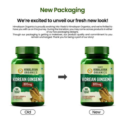 Vlado's Himalayan Organics: Korean Red Ginseng 1000mg/Serve 100 Veg Capsules