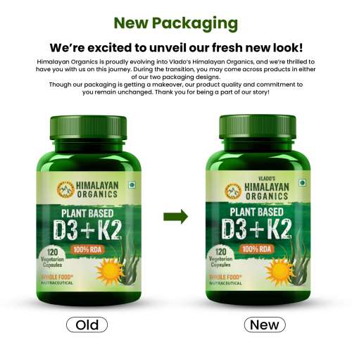 Vlado's Himalayan Organics: Plant Based D3 + K2 - 120 Veg Capsules