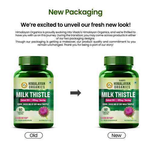 Vlado's Himalayan Organics: Vlado's Himalayan Organics Milk Thistle Extract Detox Supplement For Men And Women With 800Mg Of Silybum Marianum For Healthy Liver | Helps in Cleanse Liver - 60 Vegetarian Capsules