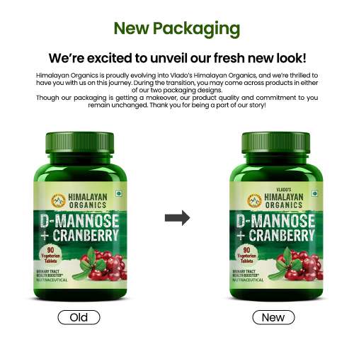 Vlado's Himalayan Organics: D-MANNOSE + CRANBERRY Antioxidant Rich Supplement for Kidney Health & Urinary Tract Infection - 90 Tablets