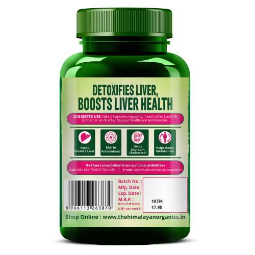 Vlado's Himalayan Organics: Vlado's Himalayan Organics Milk Thistle Extract Detox Supplement For Men And Women With 800Mg Of Silybum Marianum For Healthy Liver | Helps in Cleanse Liver - 60 Vegetarian Capsules