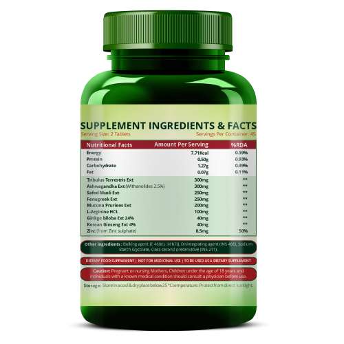 Vlado's Himalayan Organics: Vlado's Himalayan Organics Testosterone Booster | Supports Muscle & Energy Boost | With Vitamin D3, Magnesium, Zinc, Tribulus, Ashwagandha & Safed Musli | 90 Veg Tabs