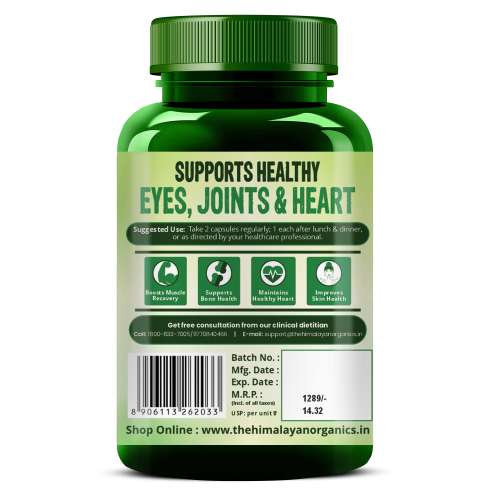 Vlado's Himalayan Organics: Omega 3 6 9 Vegan Natural Nutrition Supplement for Muscle, Bone , Heart & Skin - 90 Capsules