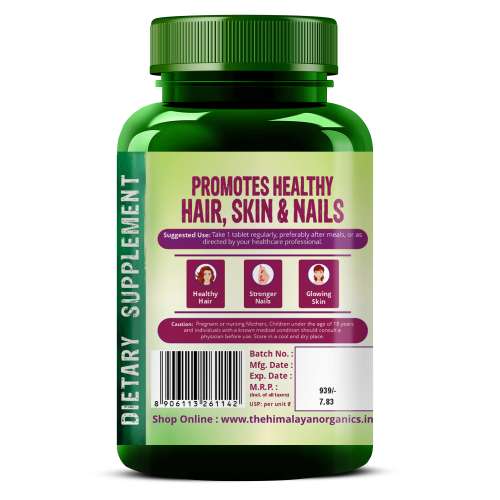 Vlado's Himalayan Organics: Biotin 10,000 mcg Supplement with Keratin, Amino Acids & Multivitamin - 120 Veg Tablets