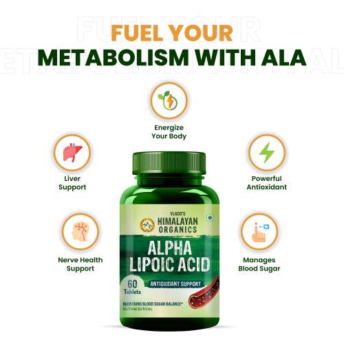 Vlado's Himalayan Organics: Alpha Lipoic Acid 300mg | Boost Liver Function, Healthy Blood Sugar, Antioxidant | 60 Veg Tablets