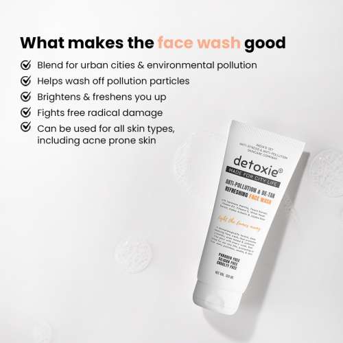 Detoxie: Detoxie Anti-Pollution & De-Tan Refreshing Face Wash 100 ML Detoxie: Detoxie Anti-Pollution & De-Tan Refreshing Face Wash 100 ML