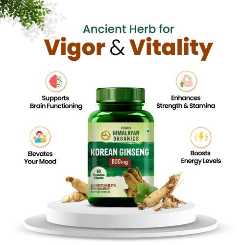 Vlado's Himalayan Organics: Korean Red Ginseng 1000mg/Serve 60 Veg Capsules