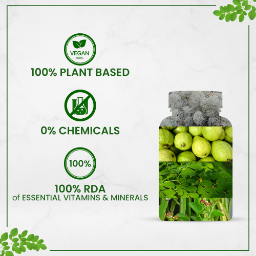 Vlado's Himalayan Organics: Plant Based Calcium Magnesium + Zinc | Vitamin D3+k2 Supplement For Stronger Bones | Boost Immunity | Healthy Heart | Muscle Growth - 60 veg Tablet