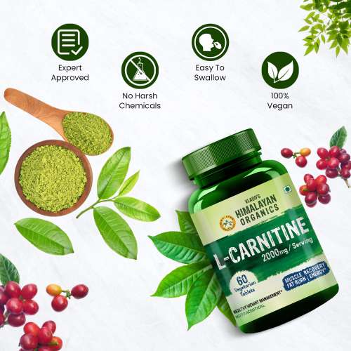 Vlado's Himalayan Organics: L-Carnitine 2000 Mg | Healthy Weight Management | Supports Muscle Recovery, Boost Energy, Endurance, And Fat Burn - 60 Vegetarian Tablets