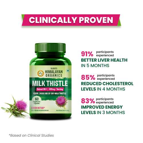 Vlado's Himalayan Organics: Vlado's Himalayan Organics Milk Thistle Extract Detox Supplement For Men And Women With 800Mg Of Silybum Marianum For Healthy Liver | Helps in Cleanse Liver - 60 Vegetarian Capsules