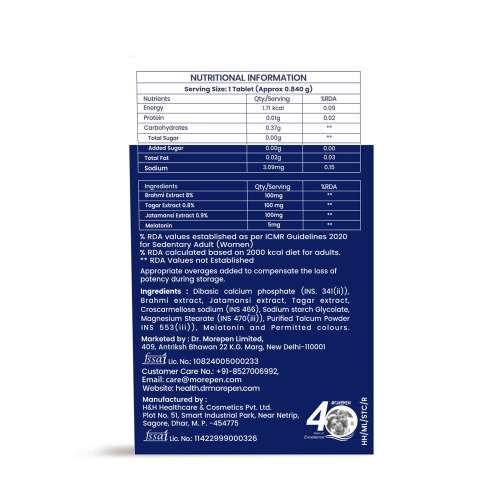 Dr. Morepen: Sleep Tabs Melatonin 5mg Sleeping Tablets for Stress-Free Sleep & Calmness - 60 Veg Tablets Pack of 2