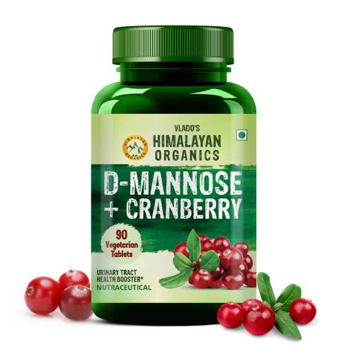 Vlado's Himalayan Organics: D-MANNOSE + CRANBERRY Antioxidant Rich Supplement for Kidney Health & Urinary Tract Infection - 90 Tablets