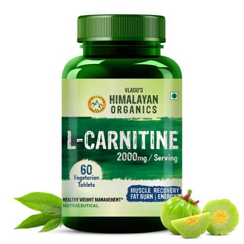 Vlado's Himalayan Organics: L-Carnitine 2000 Mg | Healthy Weight Management | Supports Muscle Recovery, Boost Energy, Endurance, And Fat Burn - 60 Vegetarian Tablets