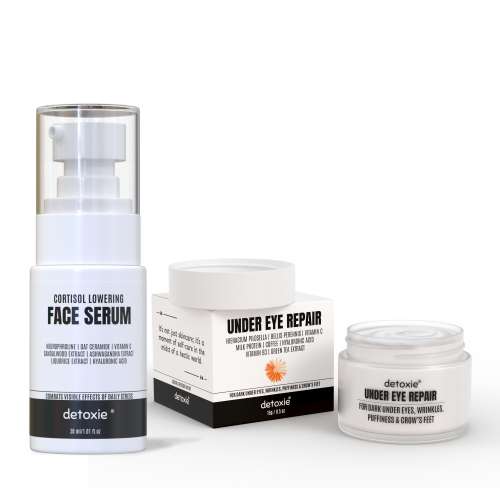Detoxie: Detoxie | Dark Circle & Cortisol Lowering Combo| Cortisol Lowering Serum 30ml + Under Eye Cream15g