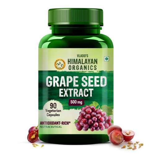 Vlado's Himalayan Organics: Grape Seed Extract 500mg/Serving for Healthy Cholesterol Level - 90 Veg Capsules