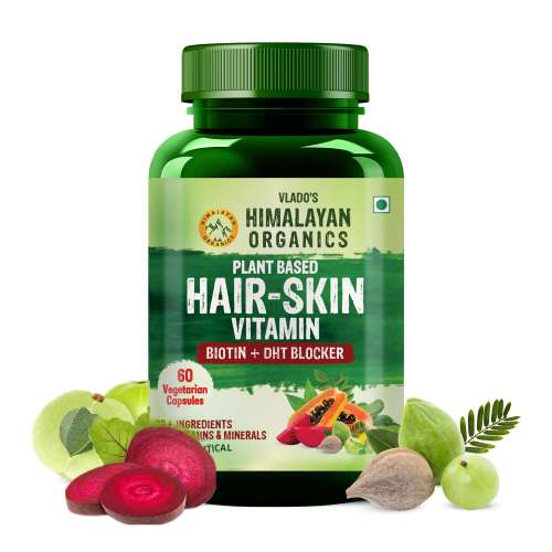 Vlado's Himalayan Organics: Plant based Hair Vitamin (With Biotin and DHT Blocker) - 60 Veg Capsules