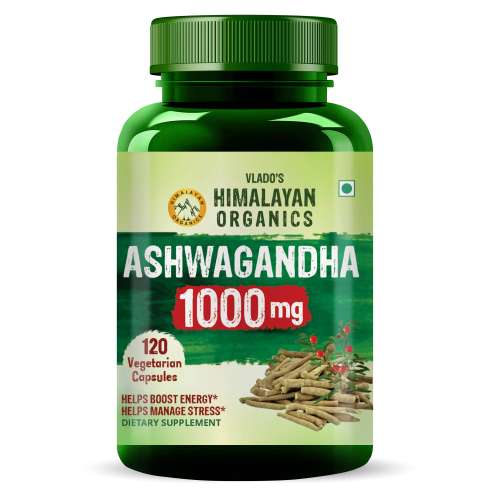 Vlado's Himalayan Organics: Ashwagandha 1000Mg | Boost Energy, Strength, Stamina | Helps Anxiety & Stress Relief For Men & Women (120 Capsules)