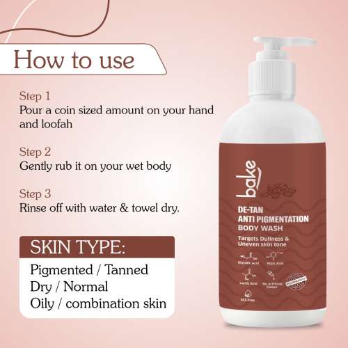 Bake Cosmetics: De-Tan Anti-Pigmentation Coffee Body Wash with Kojic, Glycolic & Lactic Acid for Spots, Pigmentation & Tan Removal