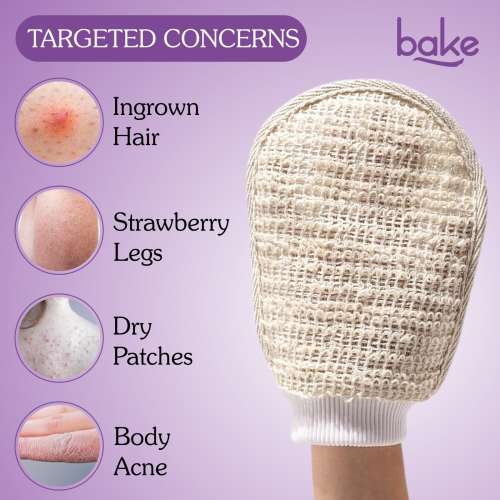 Bake Cosmetics: Exfoliating Bath Glove for Dead Skin, Tan Removal, Strawberry Skin, Body Acne, Ingrown Hair & Dry Patch Exfoliation