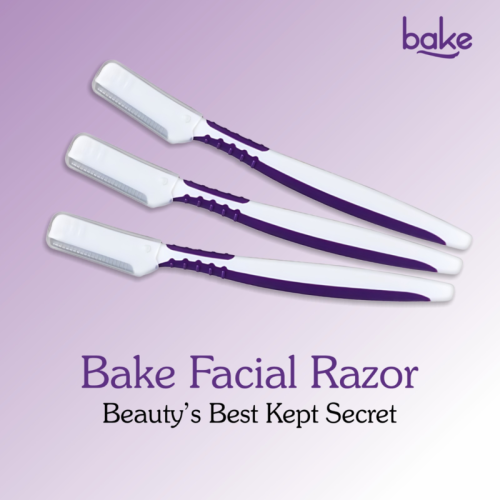 Bake Cosmetics: Reusable Face Razor for Women  Painless Hair Removal for Eyebrows, Upper Lip & Chin with Anti-Slip Grip  Instant Glow  Pack of 3