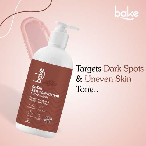 Bake Cosmetics: De-Tan Anti-Pigmentation Coffee Body Wash with Kojic, Glycolic & Lactic Acid for Spots, Pigmentation & Tan Removal